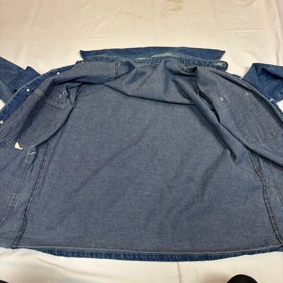 Vintage 80 Denim Chore Coat Men's Medium Workwear Utility Barn Jacket - Picture 4 of 12